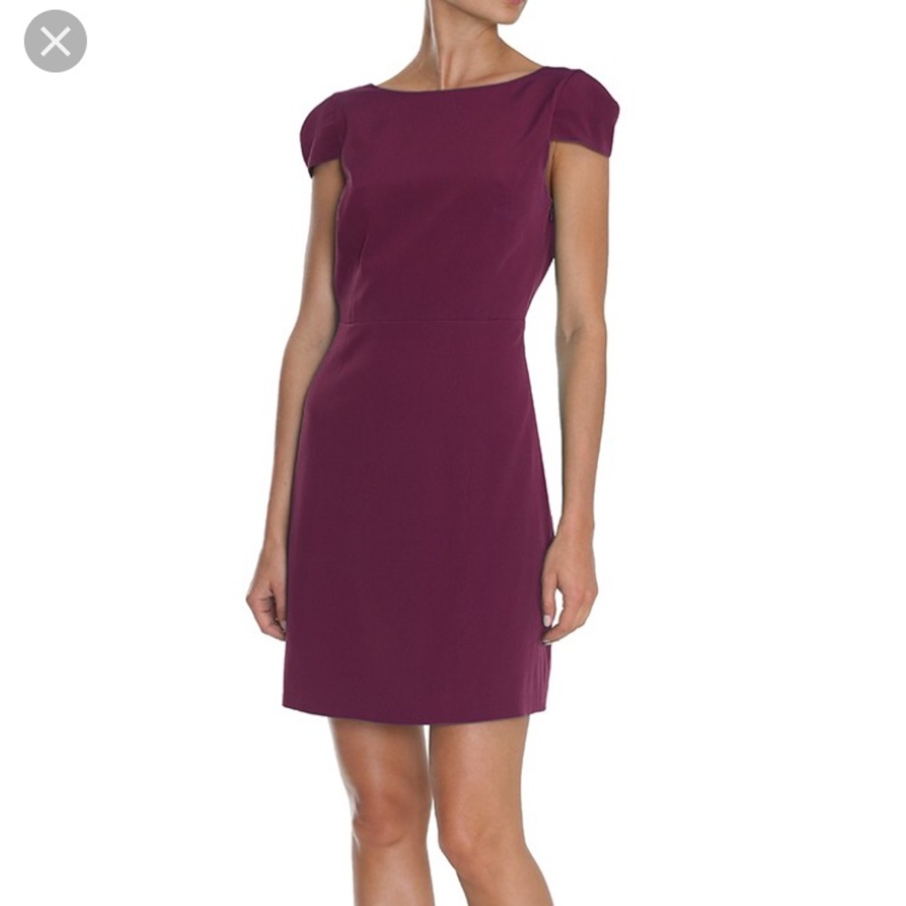 Plum a-line cap sleeve mini dress